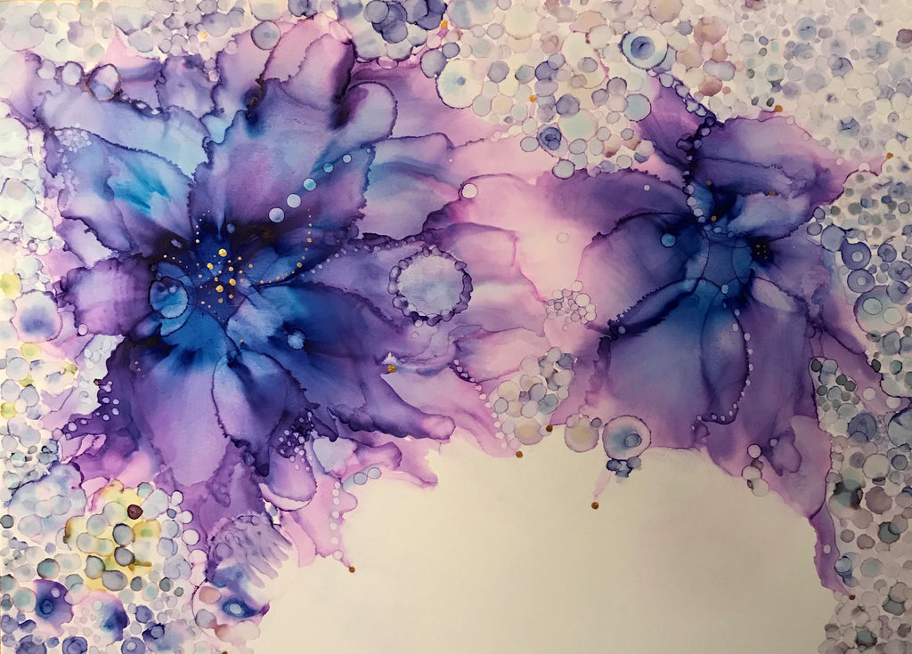 "Blue Bubbles" Alcohol Ink