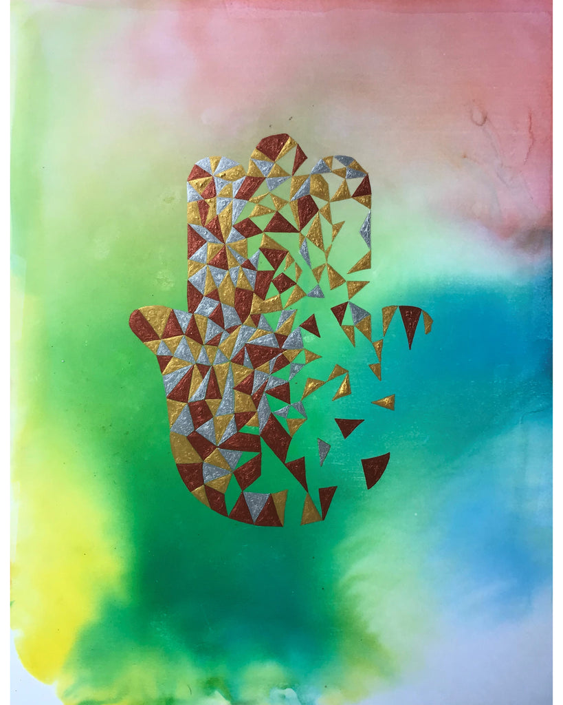 "Hand Fragments/Chamsah" Acrylic on Alcohol Ink