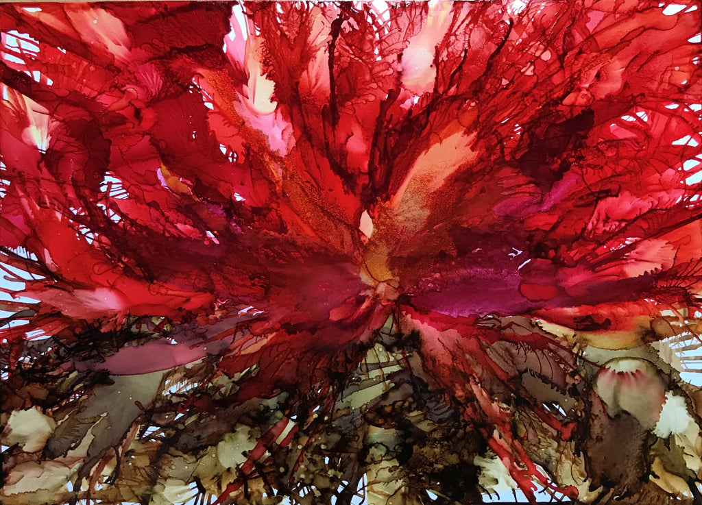 "Kīlauea Erupting" Alcohol Ink