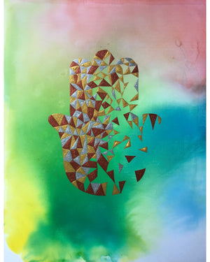 "Hand Fragments/Chamsah" Acrylic on Alcohol Ink