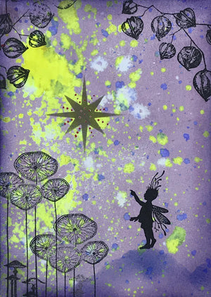 "Chinese Lanterns" Archival Ink on Watercolor