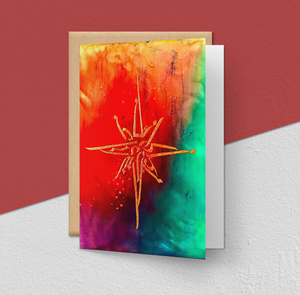 Greeting Card, "Merry Christmas", 2020, Calligraphy on Alcohol Ink 5" x 7