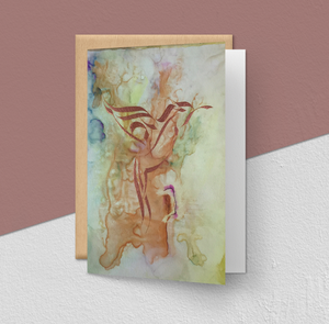 Greeting Card, "Truth Justice", 2020, Calligraphy on Alcohol Ink 5" x 7