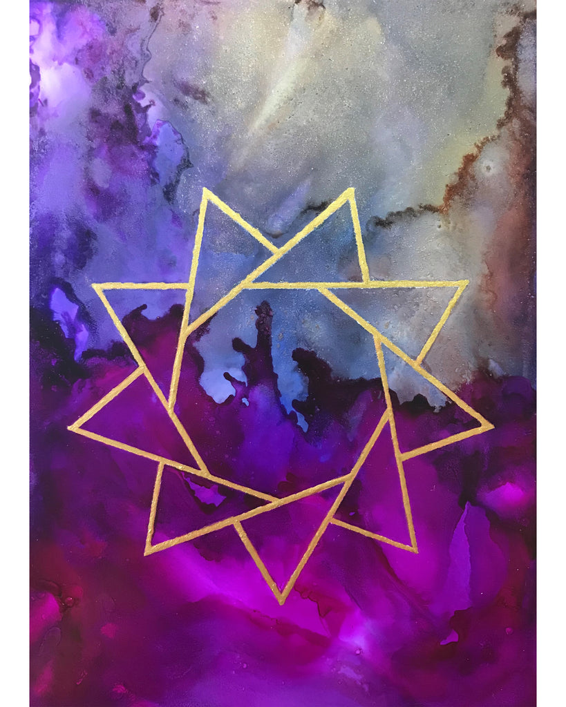 "Purple Star" Acrylic on Alcohol Ink