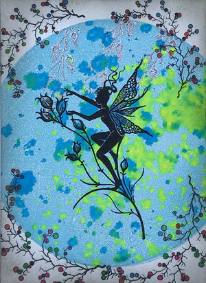 "The Berry Wreath", Archival Ink on Watercolor