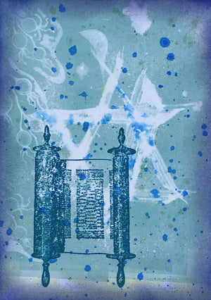 "Simchat Torah", Archival Ink on Watercolor