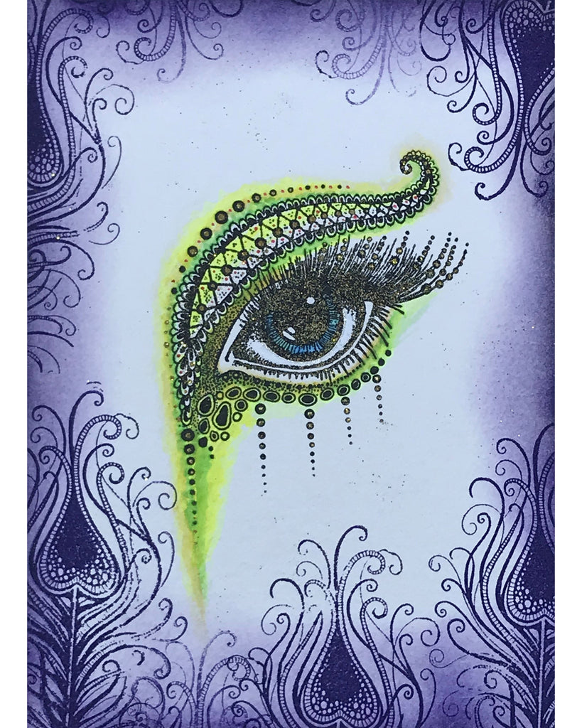 "Exotic Eye" Archival Ink on Watercolor